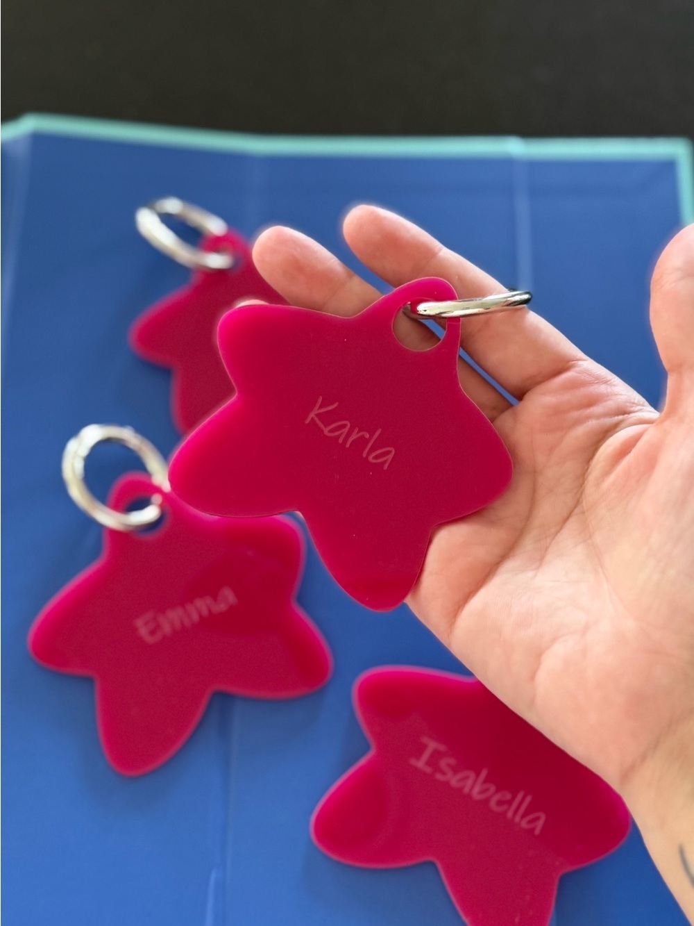 Personalized Star Keychain - Hot Pink
